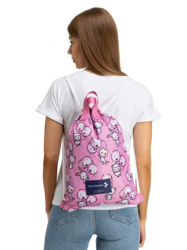Рюкзак-Мешок ox420 «Белое и пушистое в розовом»  с паттерном Студии Артемия Лебедева