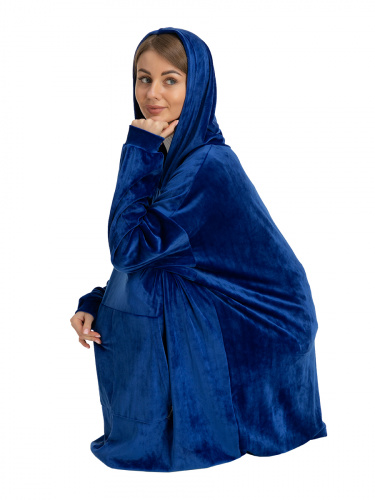Blanket Hoodie Travel Royal blue